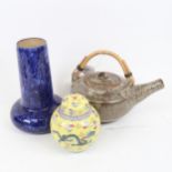 A Japanese Studio pottery teapot, a Chinese yellow ground dragon ginger jar, and a Royal Doulton