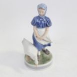 Royal Copenhagen figure of a goose girl, 23cm