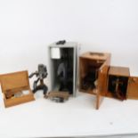 A Beck student's microscope, 2 other Vintage cased microscopes, various slides and accessories