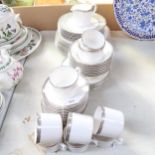 Royal Worcester Corinth Platinum tea and dinnerware, including dinner plates and jug