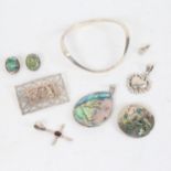 A group of assorted Danish jewellery, to include bracelets, abalone shell pendant etc