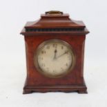An early 20th century French amboyna wood Pagoda mantel clock, case height 19cm, working order