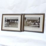 3 large scale French film set monochrome photographs, framed, overall 55cm x 68cm (3)