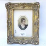 E Nora Jones, miniature watercolour on ivory panel, head and shoulders portrait of a lady, signed,