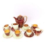 A Carlton Ware twin-tone lustre coffee service