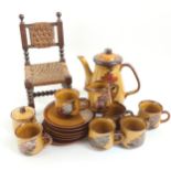 A Japanese Studio pottery tea service, and a stained oak doll's kitchen chair