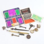 Various collectables, including folding ivory rule, Happy Home rust proof needle book etc