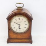 An Antique walnut-cased mantel clock by Hicklenton & Phillips, now with quartz movement, height 59cm