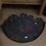 A large reverse painted glass floral wall light, width 80cm