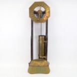 A stained oak and brass-mounted 24 hour water clock, base inscribed J Smithe of Ye Towne