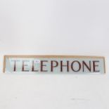 An original K6 telephone box glass sign, 10cm x 64cm