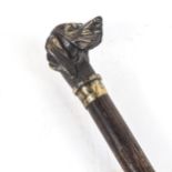 A reproduction figural Gundog walking cane, brass dog-head knop with hardwood shaft, length 87cm