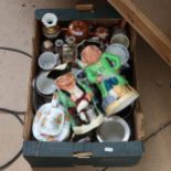 Various ceramics, including Wedgwood Jasperware biscuit barrel, Japanese Kutani and Satsuma etc (