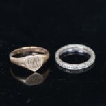 A 9ct gold signet ring, and a 9ct gold eternity ring