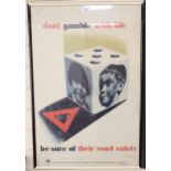 A Vintage Royal Society For The Prevention Of Accidents Road Safety poster, Don't Gamble With Life