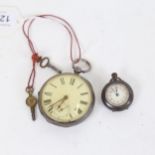 A Waltham silver-cased key-wind pocket watch, with subsidiary dial, silver dust cap, movement
