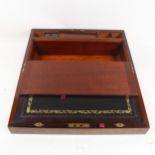 A 19th century rosewood brass inlaid writing slope, width 46cm