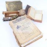 A brass Pharmacy plaque, pharmaceutical journals, boxed moulds etc