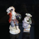 2 Continental porcelain figures, bearing cross swords marks, tallest 12cm