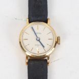 A 14ct gold-cased lady's Roamer wristwatch, with leather strap