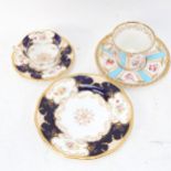 A Coalport cabinet cup saucer and plate, and a Chamberlain Worcester cup and saucer, with painted