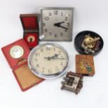 Travel clocks, pocket watch case, battery clock etc