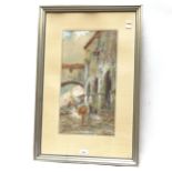 De Fulvis, watercolour, Italian street scene, signed, framed, overall 74cm x 50cm