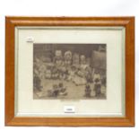 Louis Wain, monochrome print, Mrs Tabby's academy, 20cm x 27cm, framed
