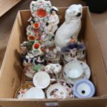 Victorian Staffordshire figures, teaware etc