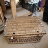 A Vintage wicker laundry basket, length 70cm