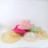 6 near-new wedding/occasion hats, maker's include Suzanne Bettley, boxed