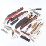 A group of various pocket and hunting knifes (boxful)