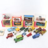 A tray of toy cars, including boxed Matchbox vehicles, Corgi Jaguar etc