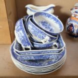 A group of Villeroy & Boch Burgenland blue and white transfer printed dinnerware, including soup