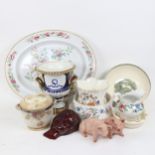 Various ceramics, including Wedgwood Lugano green transfer bowl, Bunnykins, Carlton Ware etc