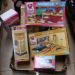 A large quantity of boxed Sindy Doll items, including shower, and wardrobe etc