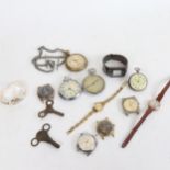 A lady's 9ct gold-cased wristwatch (missing crown), a Smiths Empire pocket watch, a Mortimer watch