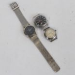 A Lucerne chrome plate watch, a Nerlex chrome plate wristwatch, and a reproduction fashion watch
