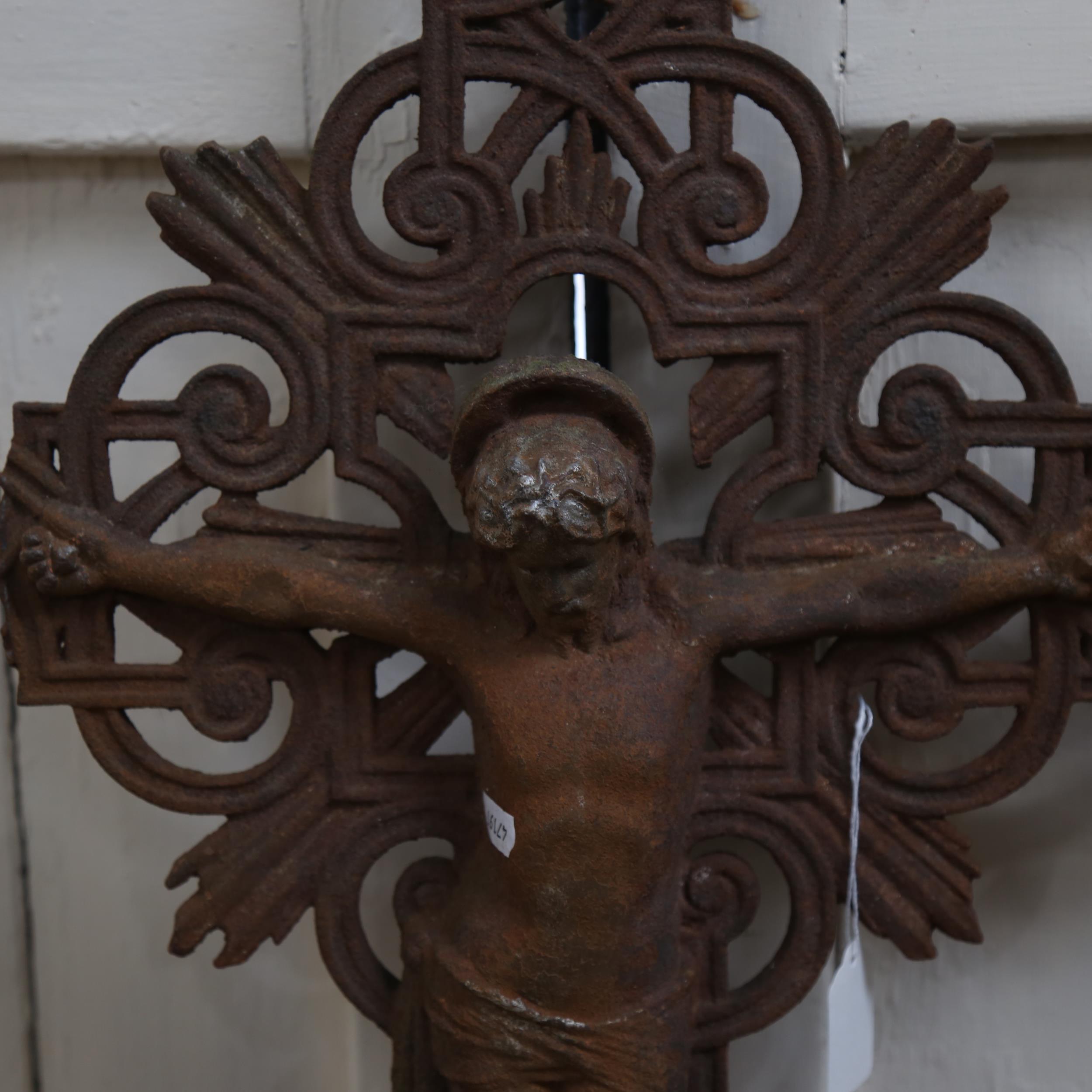 A large cast-iron crucifix, length 100c (A/F) - Image 2 of 2