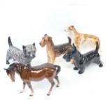 3 Royal Doulton Terriers, a horse, and a Doulton Greyhound A/F