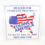 A tin sign advertising Equine America, height 61cm