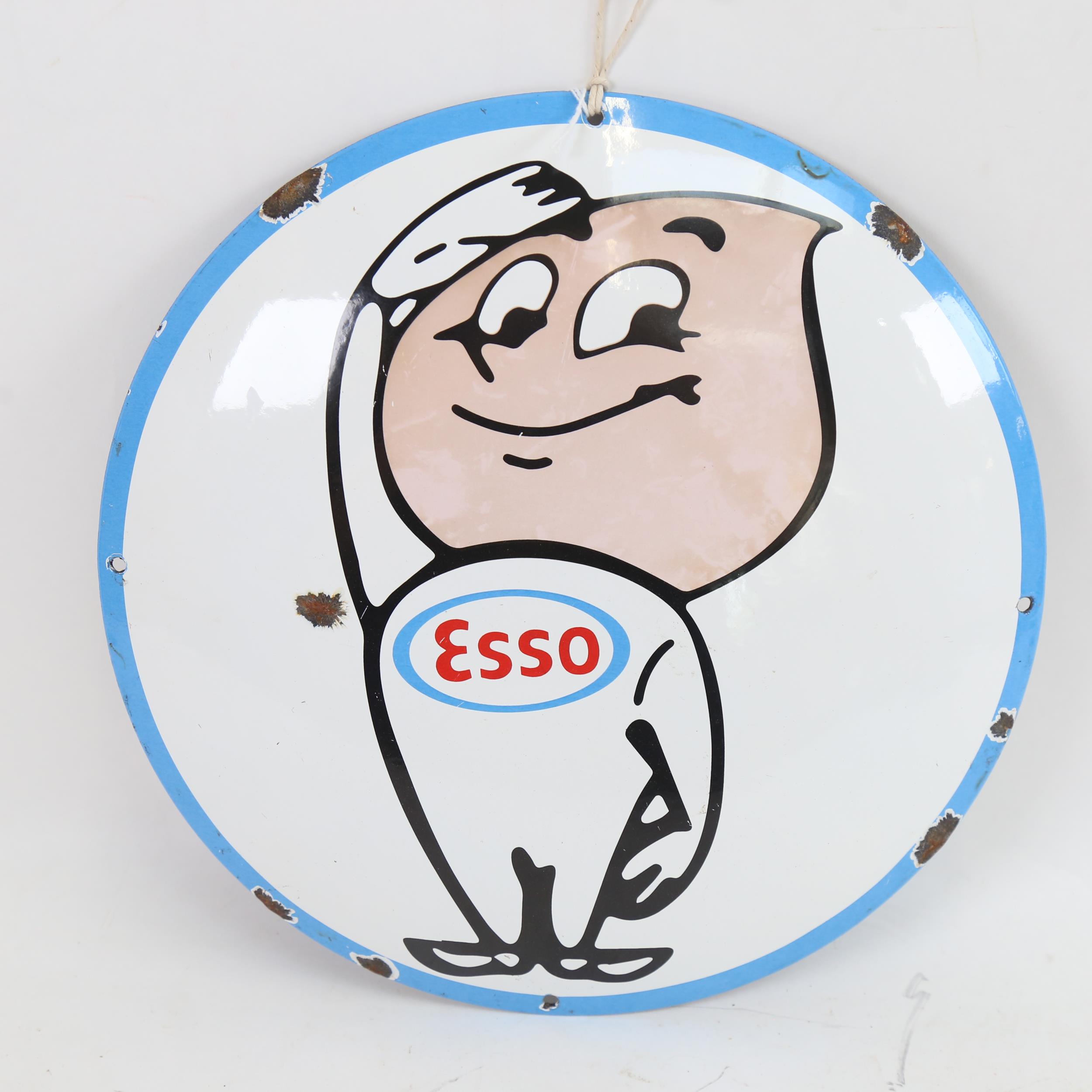 A reproduction pictorial enamel Esso advertising sign, diameter 30cm