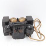 A Second World War Period British Military bakelite Field telephone set "F Mark II.TMC", length 25cm