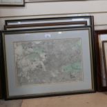 4 framed maps - County of London, Middlesex, Stanford's Library Map of London and its Suburbs, and a