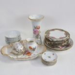 Continental cabinet cups and saucers, decorative plates, vase with cross swords mark etc