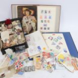 Various Vintage loose postage stamps and 2 albums