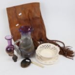 WITHDRAWN - Various collectables, including Chinese ivory dragon needle case, snuff bottle,