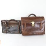 Antique leather case with brass lock, inscribed Lloyds Bank Limited, width 41cm, and a Vintage