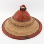 A Cote d’Ivoire basket weave hat with leather band diameter 47cm