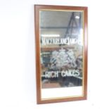 Teak-framed mirrored sign advertising Macfarlane, Lang & Co's Rich Cakes, with Royal crest, height
